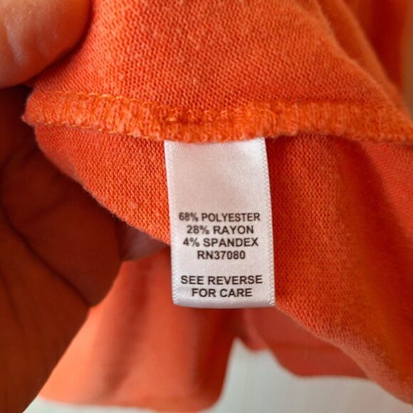 Cato Woman Size 22/24W Open Front Cardigan Peach Ruched Swing Asymmetrical Knit - Picture 6 of 7